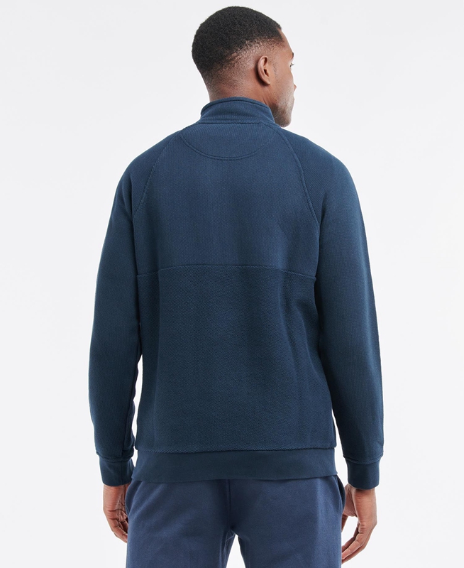 Navy Men's Barbour Wear Half Zip Sweatshirts | DPZV-71596