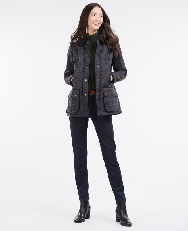 Navy Women's Barbour Beadnell Polarquilt Quilted Jackets | WDZR-96231