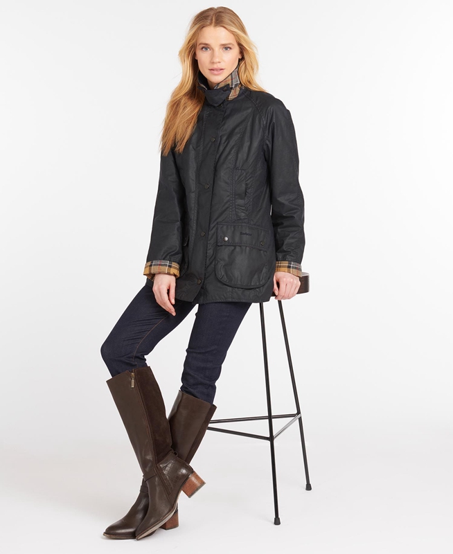 Navy Women's Barbour Beadnell® Waxed Jackets | MOAP-84620