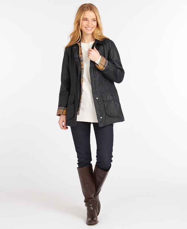 Navy Women's Barbour Beadnell® Waxed Jackets | MOAP-84620