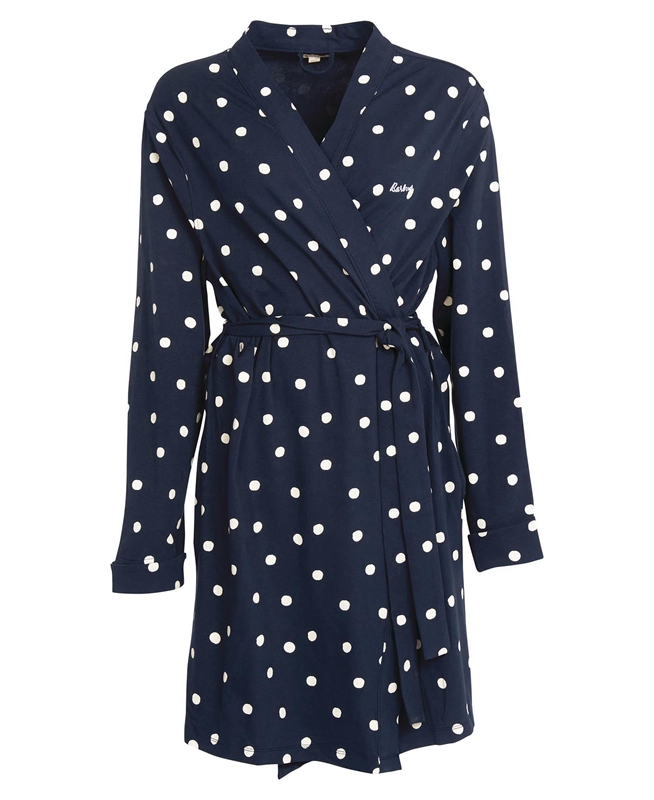 Navy Women's Barbour Dotty Robe Nightwear | BRZK-80975