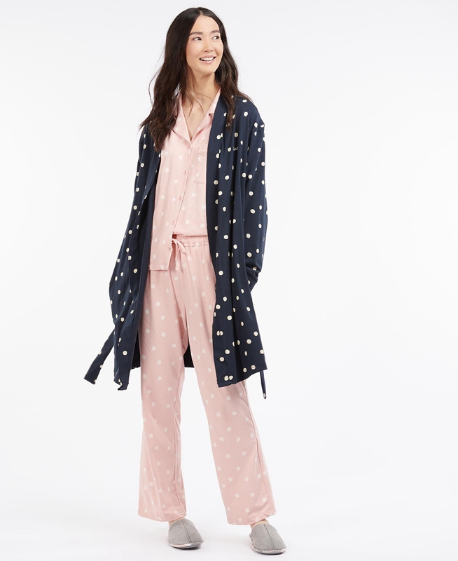 Navy Women's Barbour Dotty Robe Nightwear | BRZK-80975