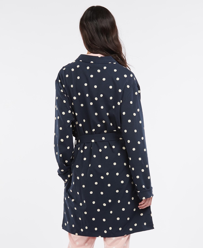 Navy Women's Barbour Dotty Robe Nightwear | BRZK-80975