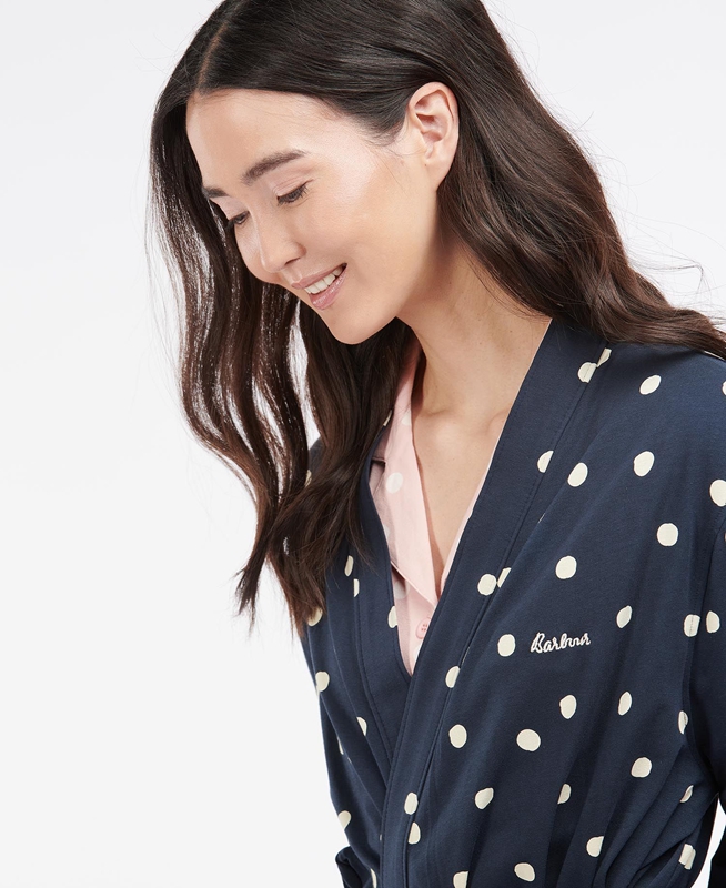 Navy Women's Barbour Dotty Robe Nightwear | BRZK-80975