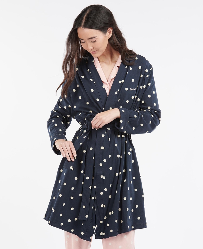 Navy Women\'s Barbour Dotty Robe Nightwear | BRZK-80975