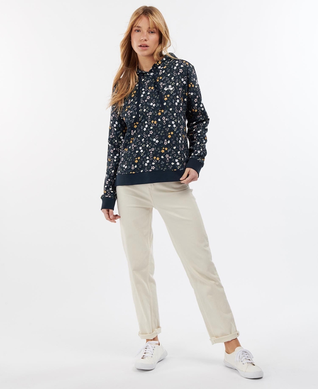 Navy Women's Barbour Ferryside Sweatshirts | PGFT-18450