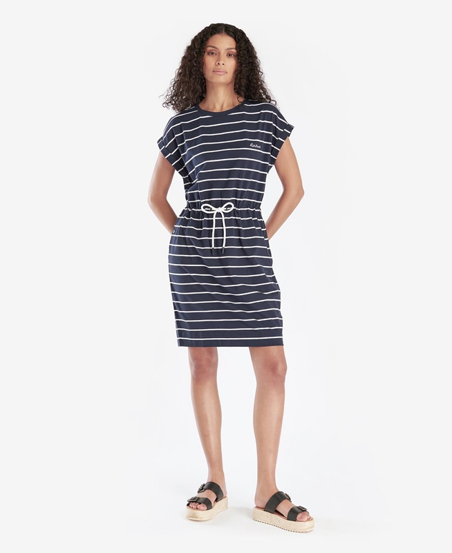 Navy Women's Barbour Marlo Stripe Dress | DZXP-47190