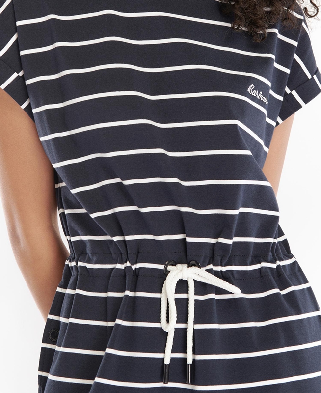 Navy Women's Barbour Marlo Stripe Dress | DZXP-47190