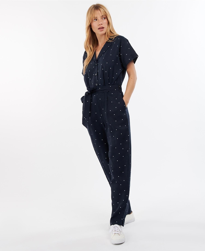 Navy Women's Barbour Melita Jumpsuit Dress | ECBA-82053