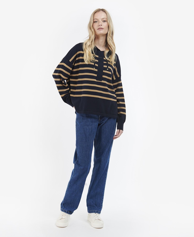 Navy Women's Barbour Odette Knit Sweaters | ZTKG-69125