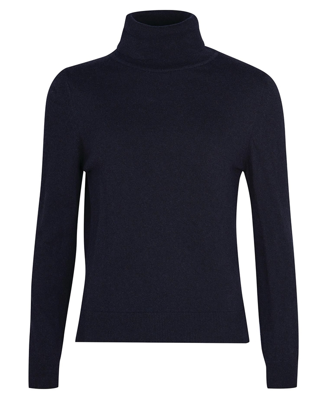 Navy Women's Barbour Pendle Roll-Neck Sweaters | FBRT-69710