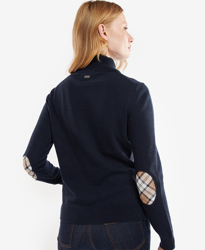 Navy Women's Barbour Pendle Roll-Neck Sweaters | FBRT-69710