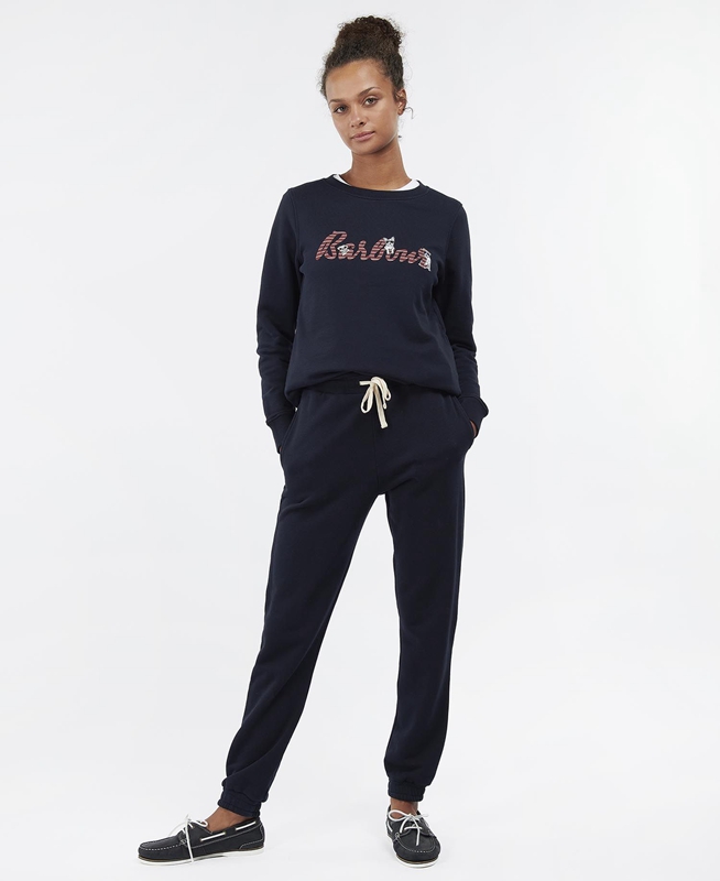 Navy Women's Barbour Southport Sweatshirts | BUXI-89420