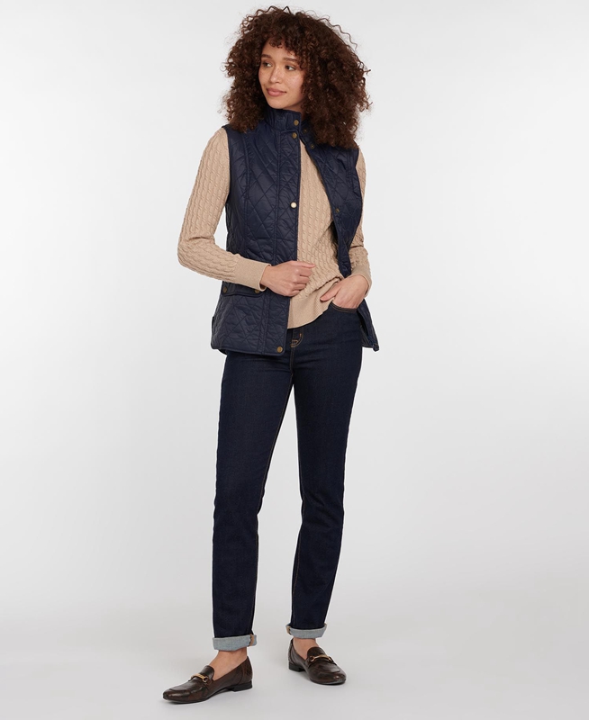 Navy Women's Barbour Weste Otterburn Vest | BAUV-64891