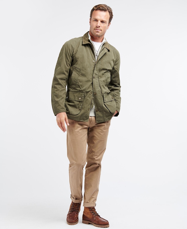 Olive Men's Barbour Ashby Casual Jackets | VXRC-47390