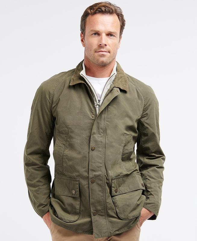 Olive Men\'s Barbour Ashby Casual Jackets | VXRC-47390