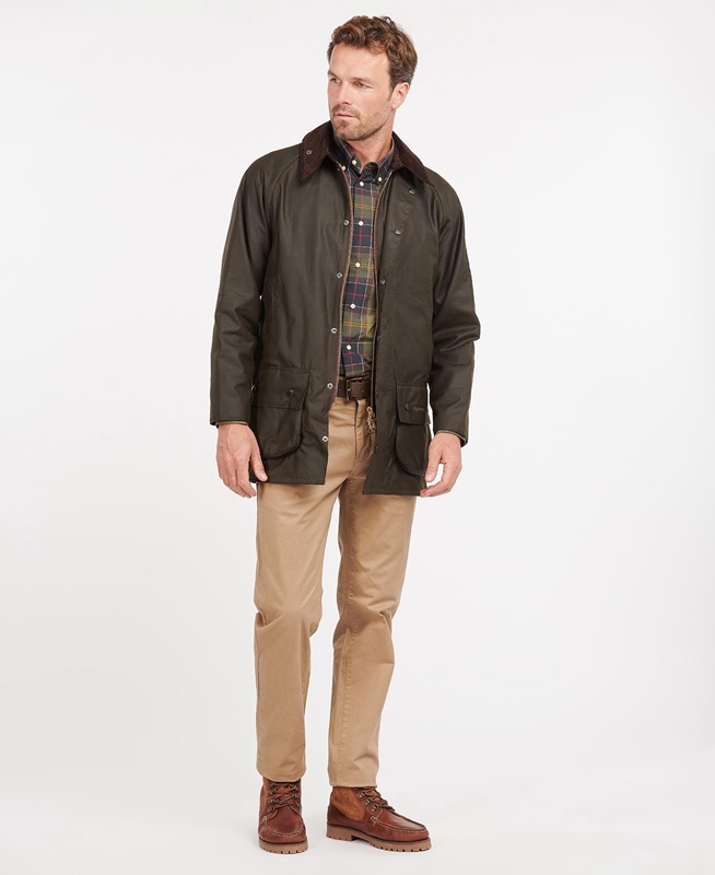 Olive Men's Barbour Classic Beaufort® Waxed Jackets | TDRX-69234