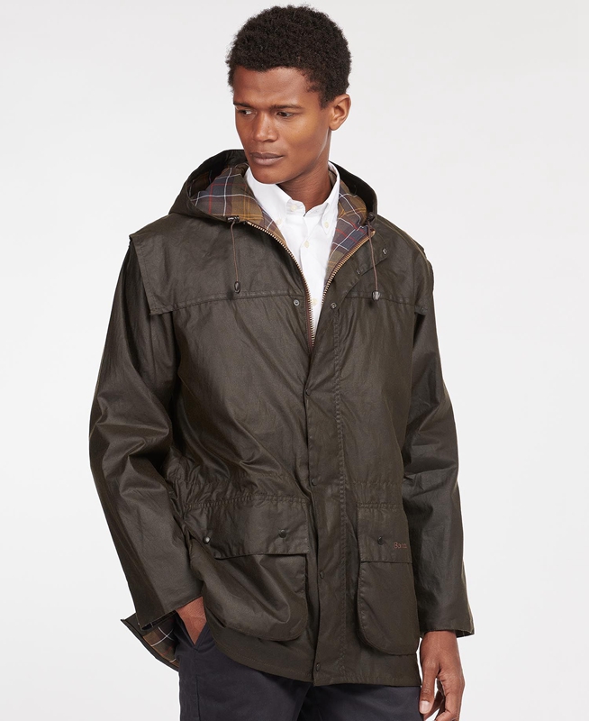 Olive Men\'s Barbour Classic Durham® Waxed Jackets | GNCX-57603