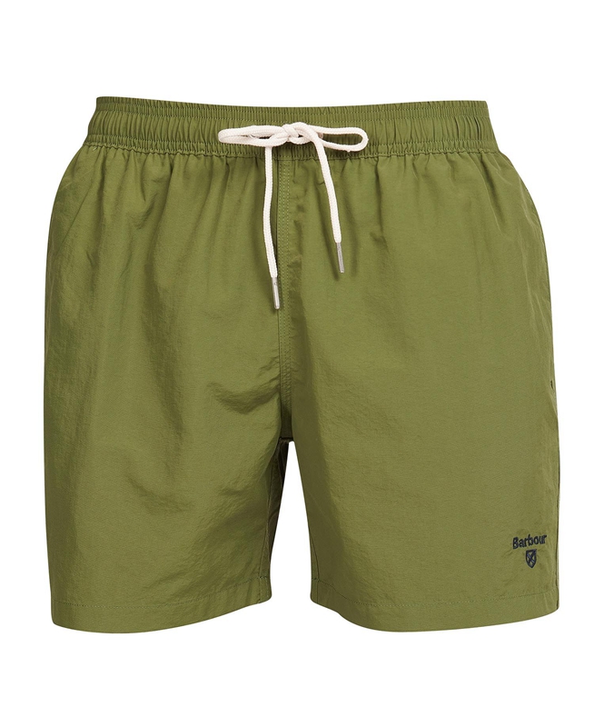 Olive Men's Barbour Essential Logo 5'' Swim Pants | MNQZ-25096