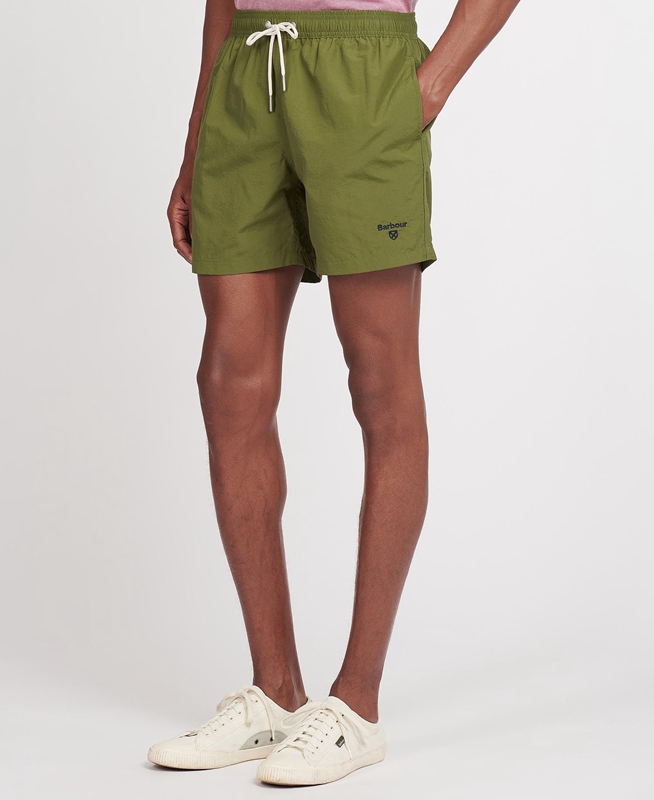 Olive Men's Barbour Essential Logo 5'' Swim Pants | MNQZ-25096