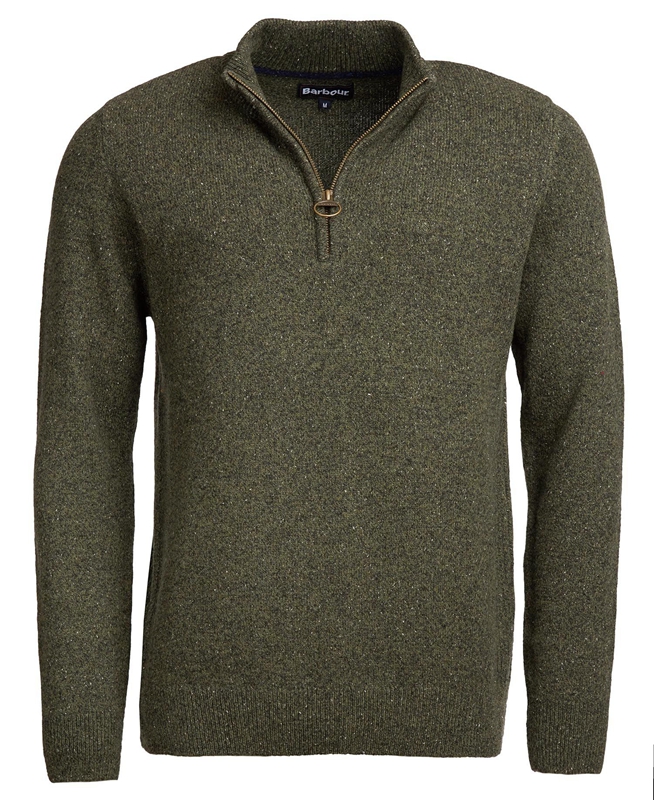 Olive Men's Barbour Essential Tisbury Half Zip Sweaters | AEJK-18579