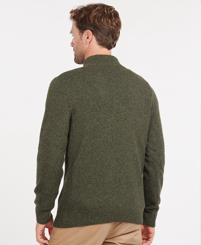 Olive Men's Barbour Essential Tisbury Half Zip Sweaters | AEJK-18579