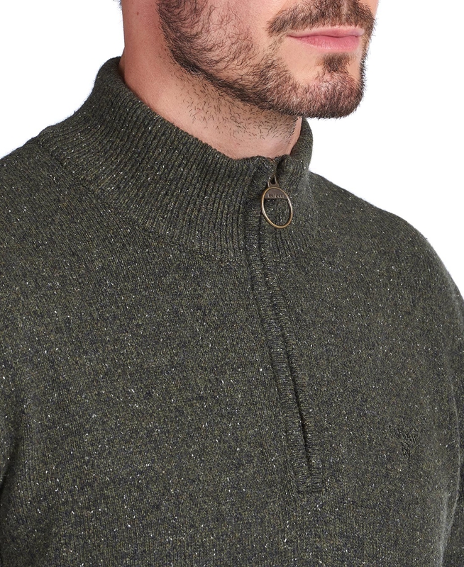 Olive Men's Barbour Essential Tisbury Half Zip Sweaters | AEJK-18579