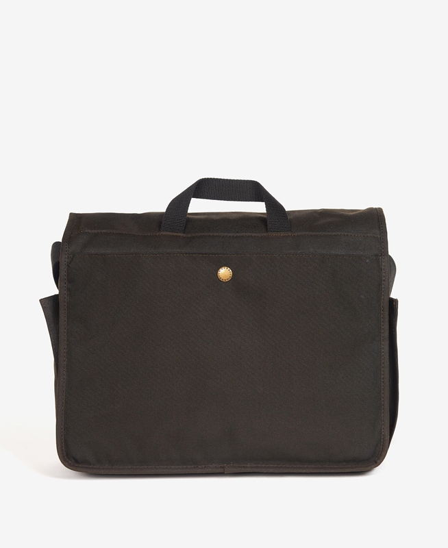 Olive Men's Barbour Essential Wax Messenger Bags | TMDG-35948