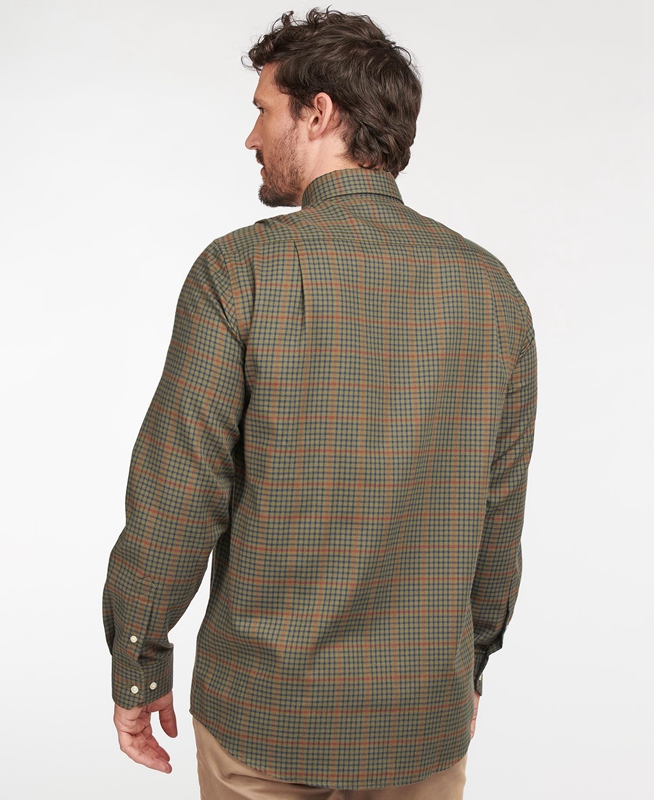 Olive Men's Barbour Hemd Henderson Thermo Weave Shirts | TOQA-03798