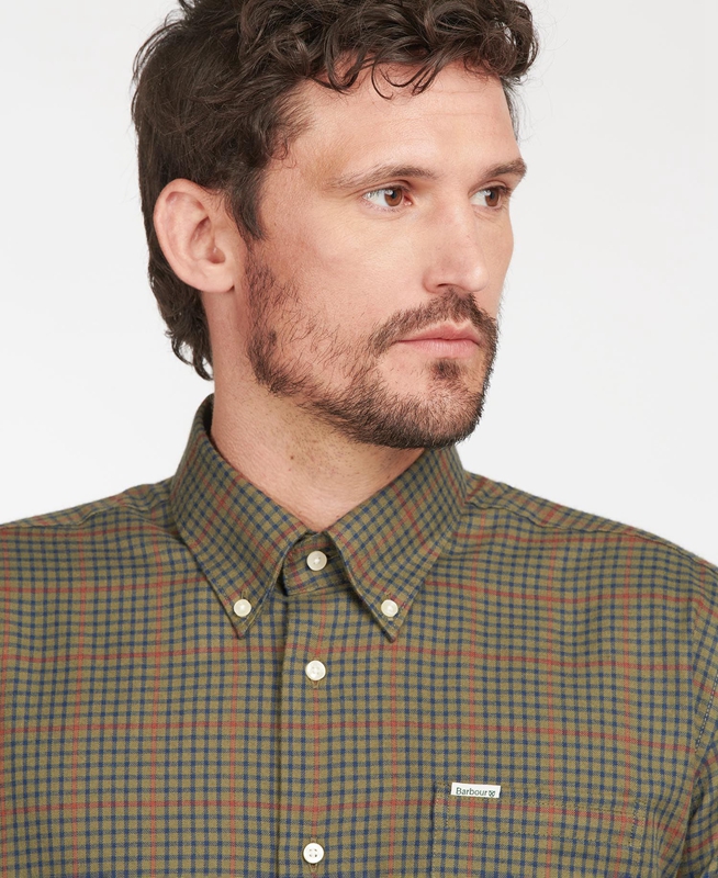 Olive Men's Barbour Hemd Henderson Thermo Weave Shirts | TOQA-03798