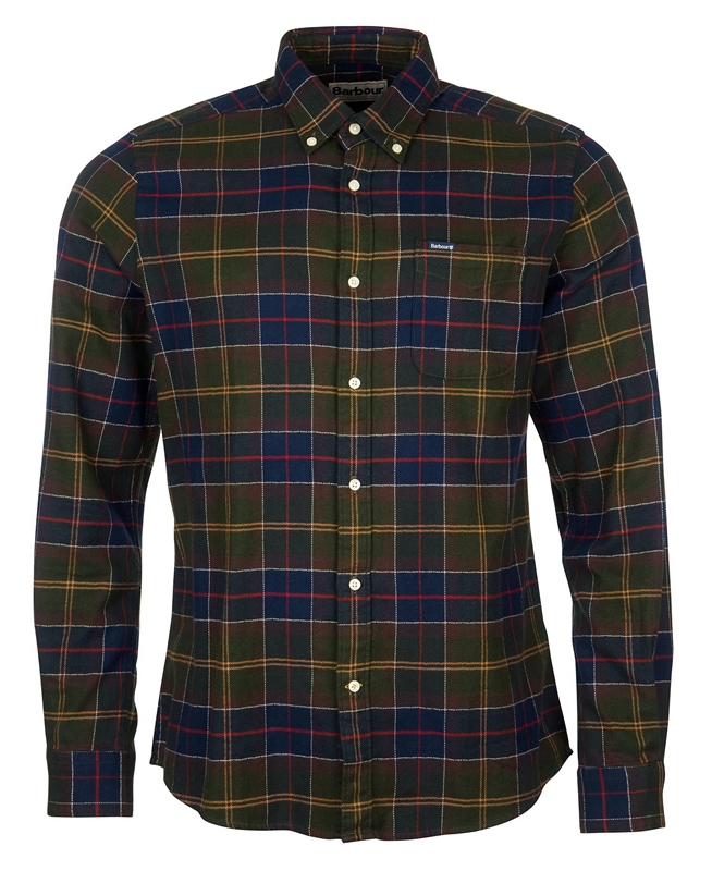 Olive Men's Barbour Hemd Kyeloch Tailored Shirts | XYUO-67549