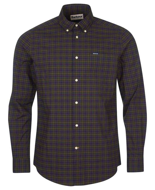 Olive Men's Barbour Hemd Lomond Tailored Shirts | XGNK-46091