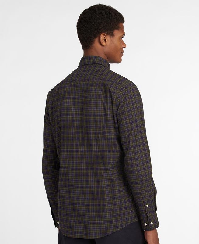 Olive Men's Barbour Hemd Lomond Tailored Shirts | XGNK-46091