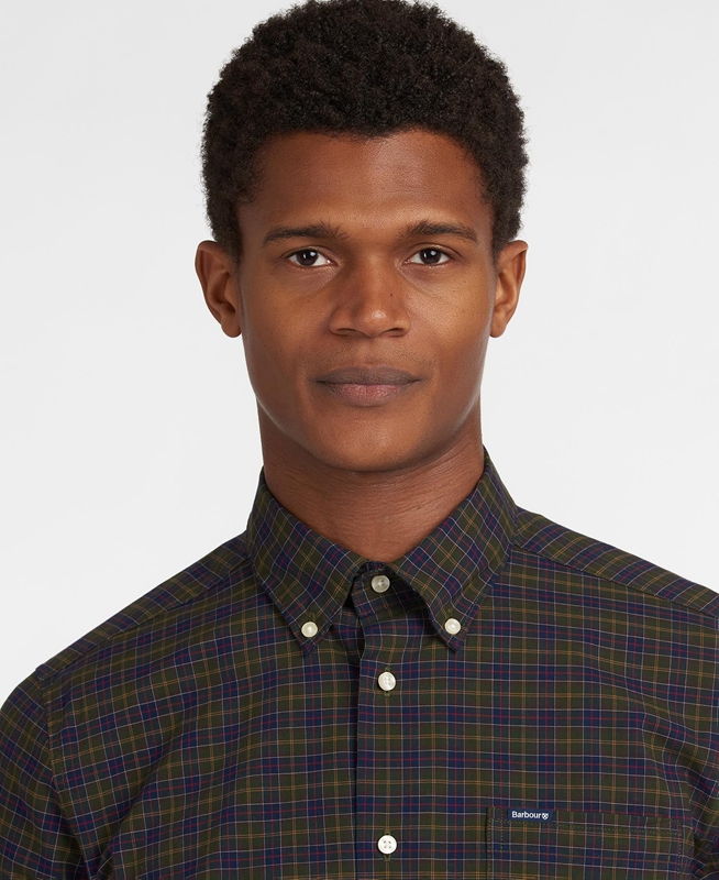 Olive Men's Barbour Hemd Lomond Tailored Shirts | XGNK-46091