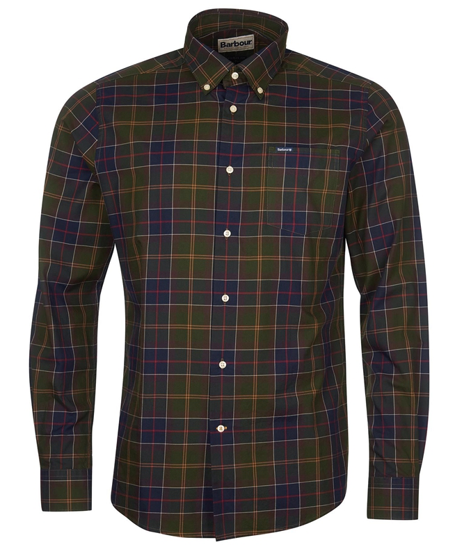 Olive Men's Barbour Hemd Wetheram Tailored Shirts | WMER-51834