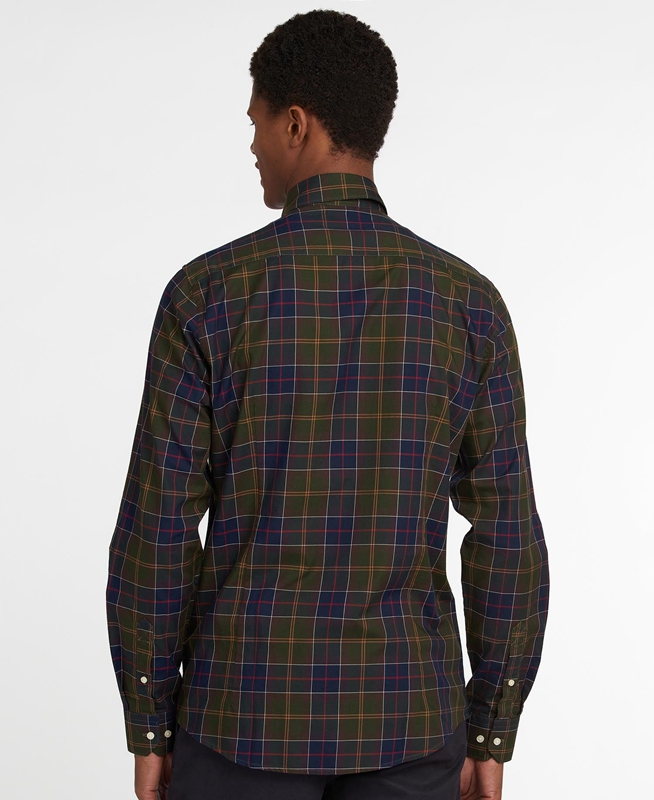 Olive Men's Barbour Hemd Wetheram Tailored Shirts | WMER-51834