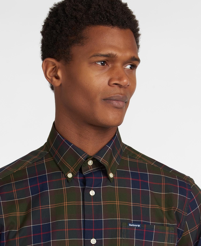 Olive Men's Barbour Hemd Wetheram Tailored Shirts | WMER-51834