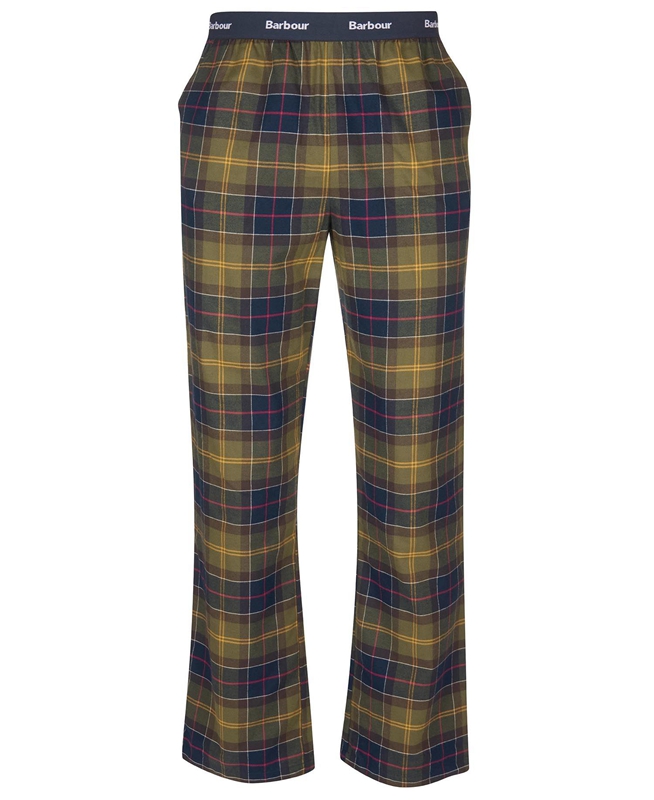 Olive Men's Barbour Hose Glenn Tartan Pants | ZQIM-63749