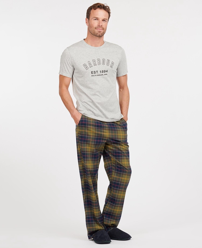 Olive Men's Barbour Hose Glenn Tartan Pants | ZQIM-63749