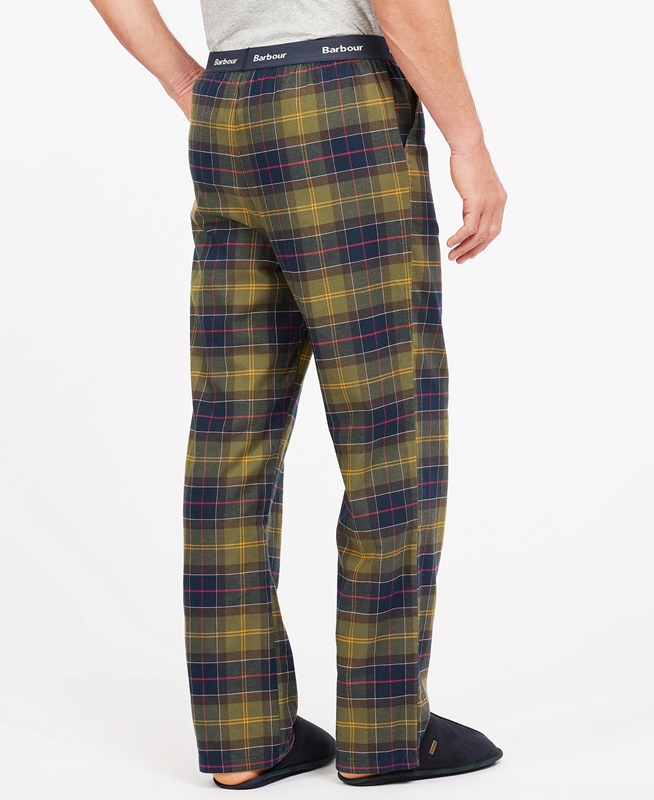 Olive Men's Barbour Hose Glenn Tartan Pants | ZQIM-63749