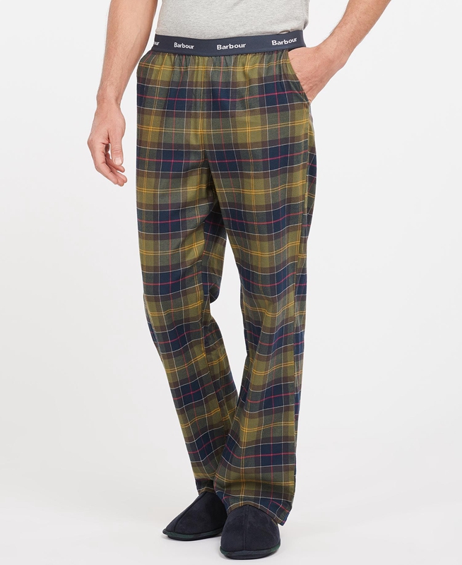 Olive Men\'s Barbour Hose Glenn Tartan Pants | ZQIM-63749