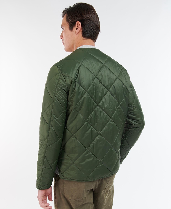 Olive Men's Barbour Liddesdale Cardigan Quilted Jackets | QNRV-70861