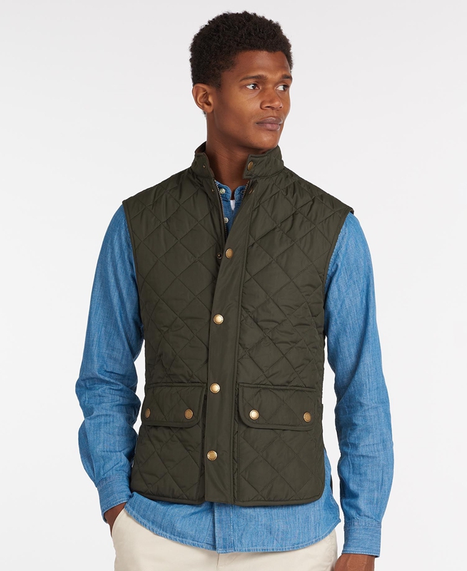 Olive Men\'s Barbour Lowerdale Vest | WYNM-85246