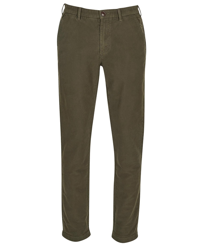 Olive Men's Barbour Neuston Moleskin Trouser Pants | KPFM-21845