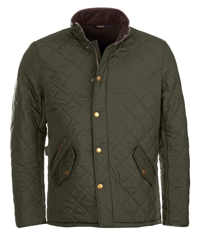 Olive Men's Barbour Powell Quilted Jackets | MXIS-96350