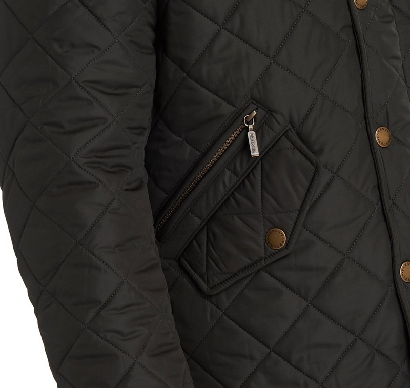 Olive Men's Barbour Powell Quilted Jackets | MXIS-96350