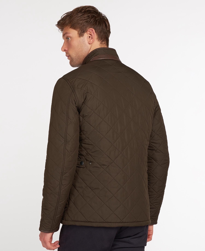 Olive Men's Barbour Powell Quilted Jackets | WNKA-61590