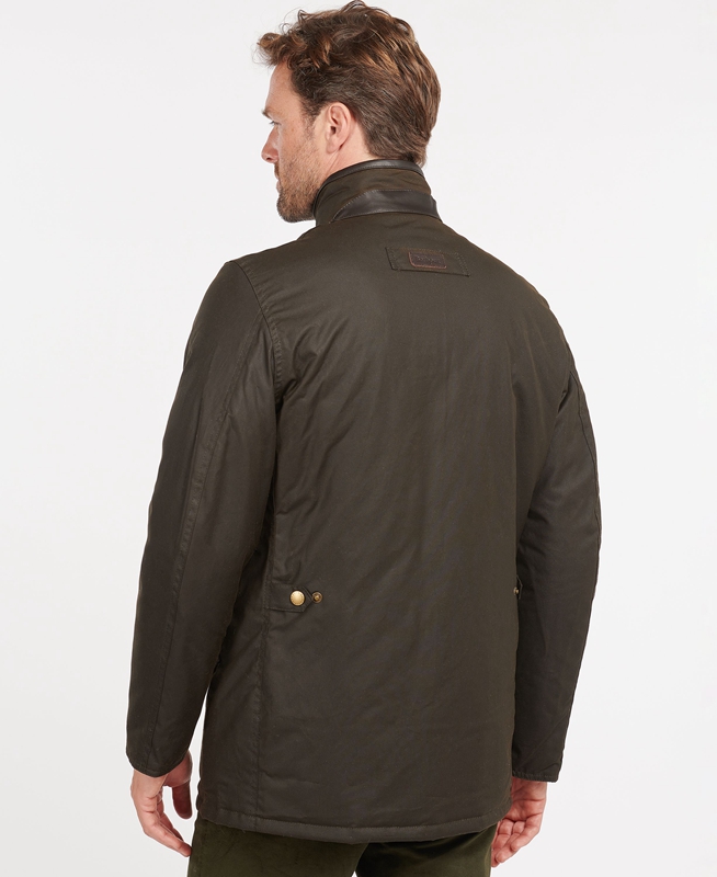 Olive Men's Barbour Prestbury Waxed Jackets | BKDE-60842