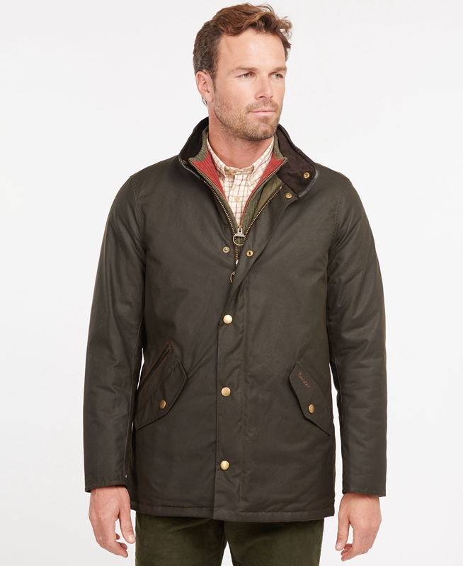 Olive Men\'s Barbour Prestbury Waxed Jackets | BKDE-60842