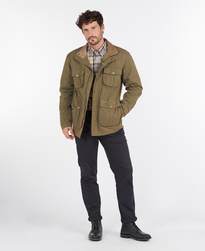 Olive Men's Barbour Sanderling Casual Jackets | XNZB-53120